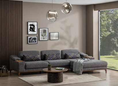  Wohnzimmer Luxus Grau Ecksofa L Form Polstermöbel Textil Garnitur Modern Design